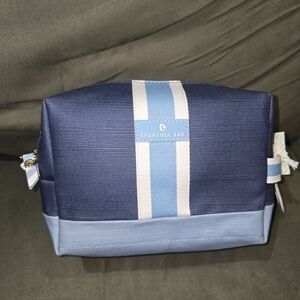NWT Spartina 449 Armada Cosmetic Case Navy Blue Stripe